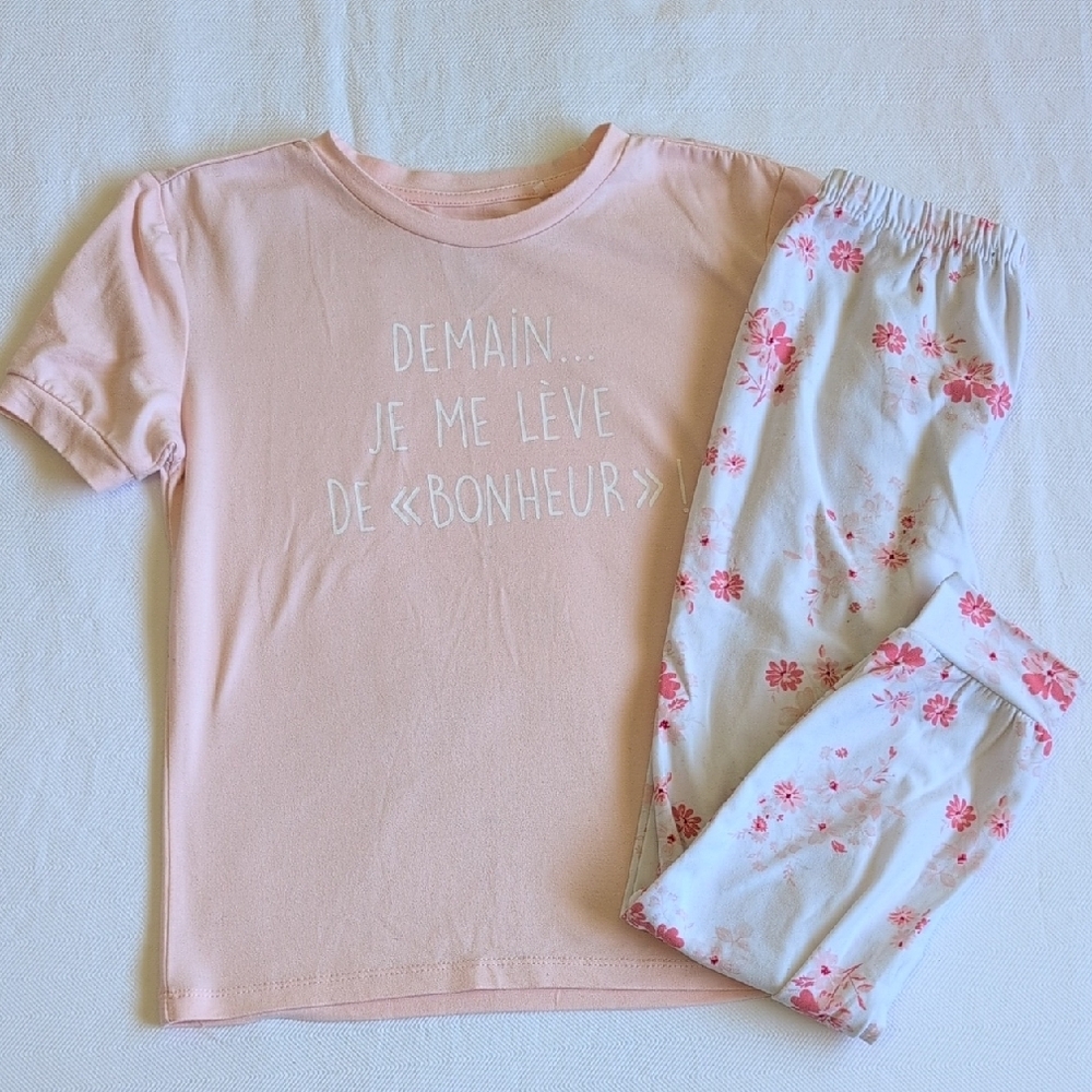 tag floral t-shirt & pants matching pajama set size 6 girls